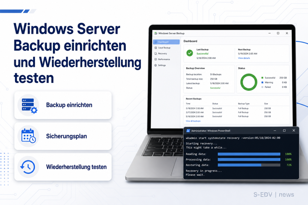 Windows Server Backup einrichten und Wiederherstellung testen