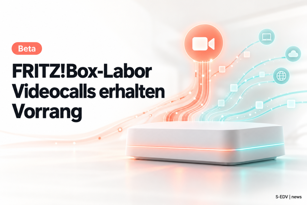 Symbolbild zur FRITZ!Box-Laborversion mit Videocall-Priorisierung und Beta-Hinweis.