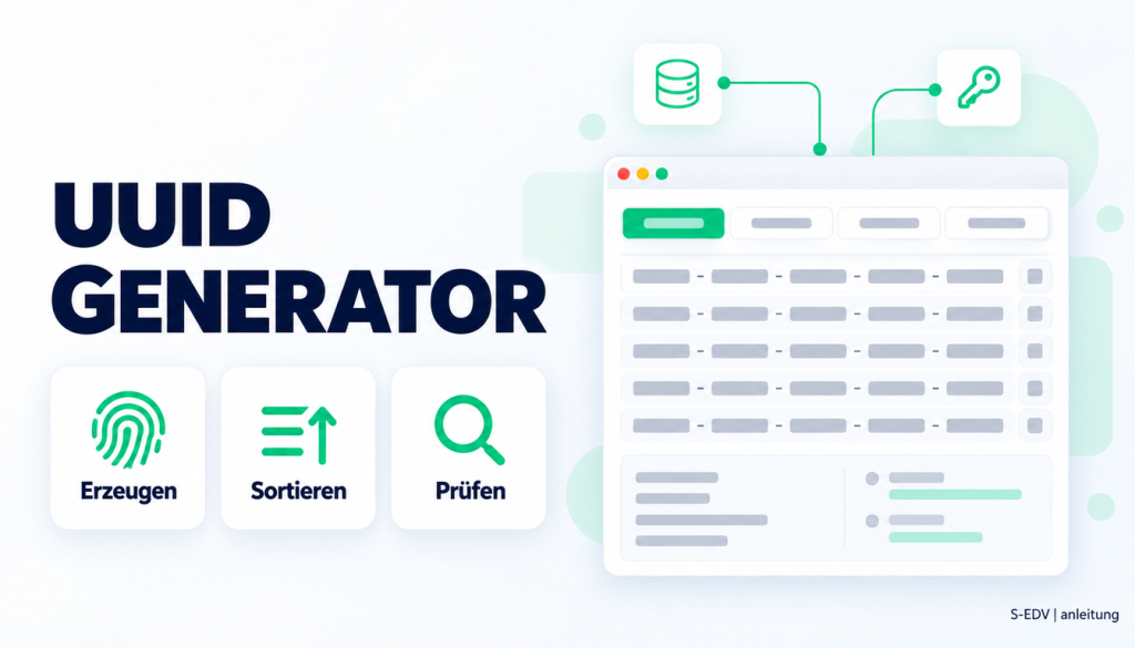Illustration des UUID-Generators mit UUID-Liste, Versionsauswahl und Prüffeld